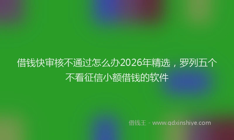 借钱快审核不通过怎么办2026年精选，罗列五个不看征信小额借钱的软件