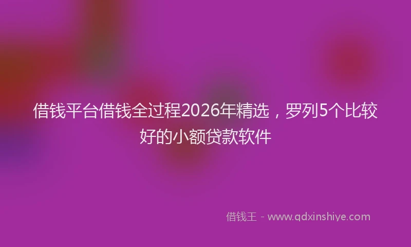 借钱平台借钱全过程2026年精选，罗列5个比较好的小额贷款软件