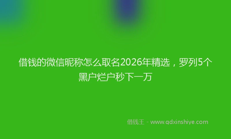 借钱的微信昵称怎么取名2026年精选，罗列5个黑户烂户秒下一万