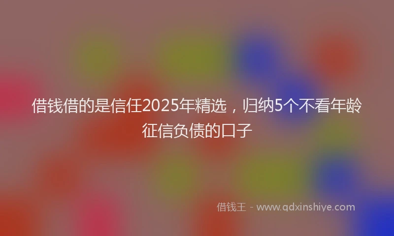 借钱借的是信任2025年精选，归纳5个不看年龄征信负债的口子