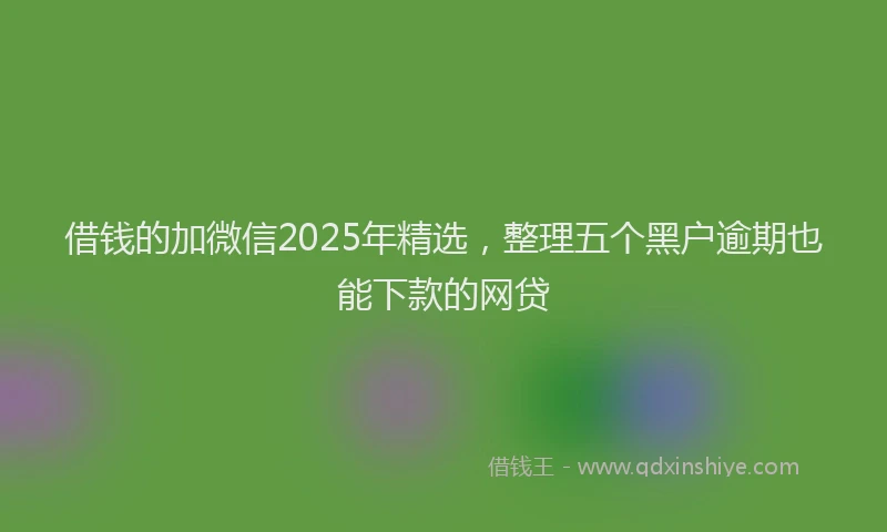 借钱的加微信2025年精选，整理五个黑户逾期也能下款的网贷