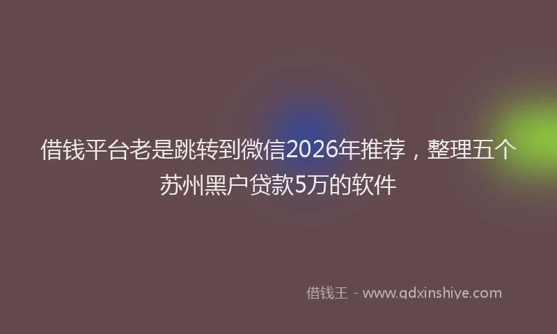 借钱平台老是跳转到微信2026年推荐，整理五个苏州黑户贷款5万的软件