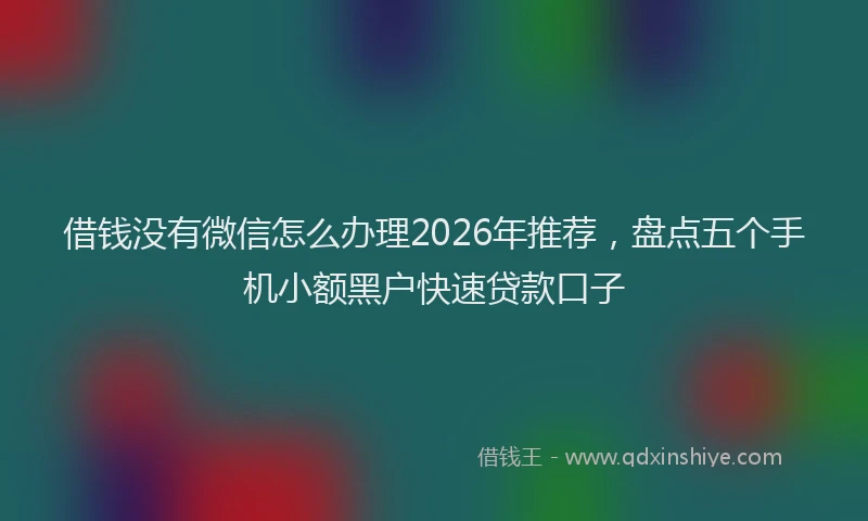借钱没有微信怎么办理2026年推荐,盘点五个手机小额黑户快速贷款口子
