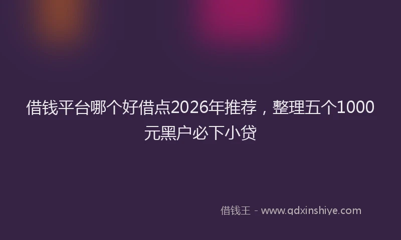 借钱平台哪个好借点2026年推荐，整理五个1000元黑户必下小贷