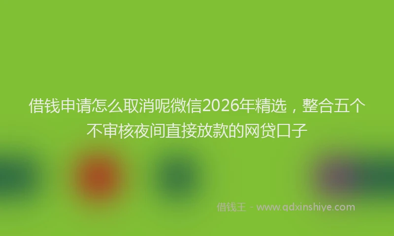 借钱申请怎么取消呢微信2026年精选，整合五个不审核夜间直接放款的网贷口子