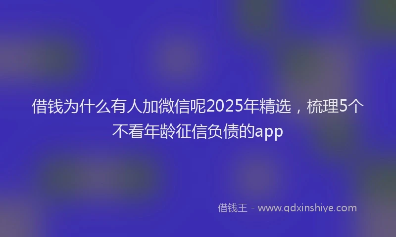 借钱为什么有人加微信呢2025年精选，梳理5个不看年龄征信负债的app