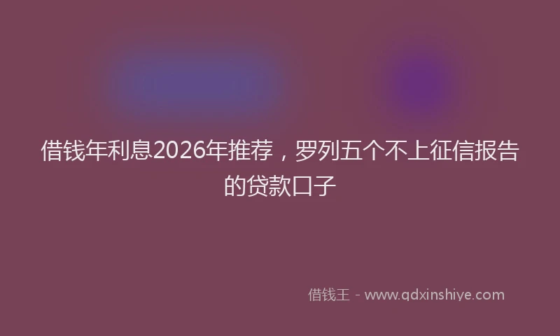 借钱年利息2026年推荐，罗列五个不上征信报告的贷款口子
