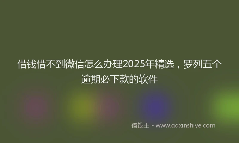 借钱借不到微信怎么办理2025年精选，罗列五个逾期必下款的软件