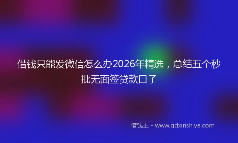 借钱只能发微信怎么办2026年精选,总结五个秒批无面签贷款口子