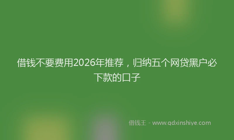 借钱不要费用2026年推荐，归纳五个网贷黑户必下款的口子