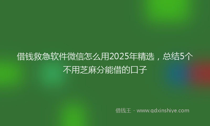 借钱救急软件微信怎么用2025年精选，总结5个不用芝麻分能借的口子
