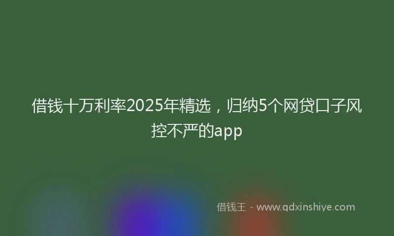 借钱十万利率2025年精选,归纳5个网贷口子风控不严的app