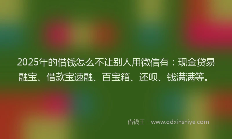 2025年的借钱怎么不让别人用微信有：现金贷易融宝、借款宝速融、百宝箱、还呗、钱满满等。