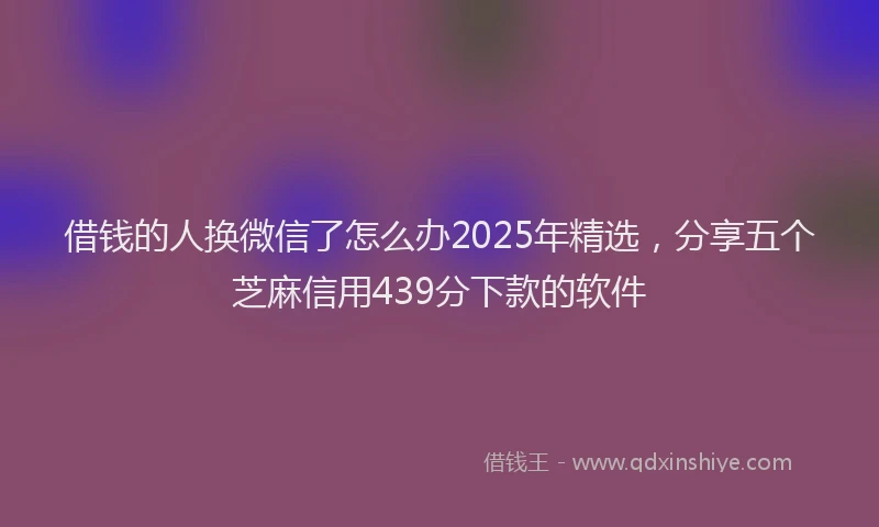 借钱的人换微信了怎么办2025年精选，分享五个芝麻信用439分下款的软件