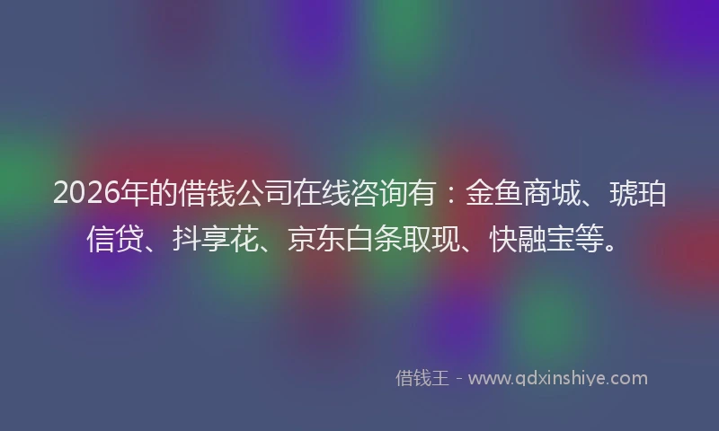 2026年的借钱公司在线咨询有:金鱼商城、琥珀信贷、抖享花、京东白条取现、快融宝等。