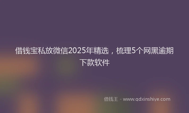借钱宝私放微信2025年精选,梳理5个网黑逾期下款软件
