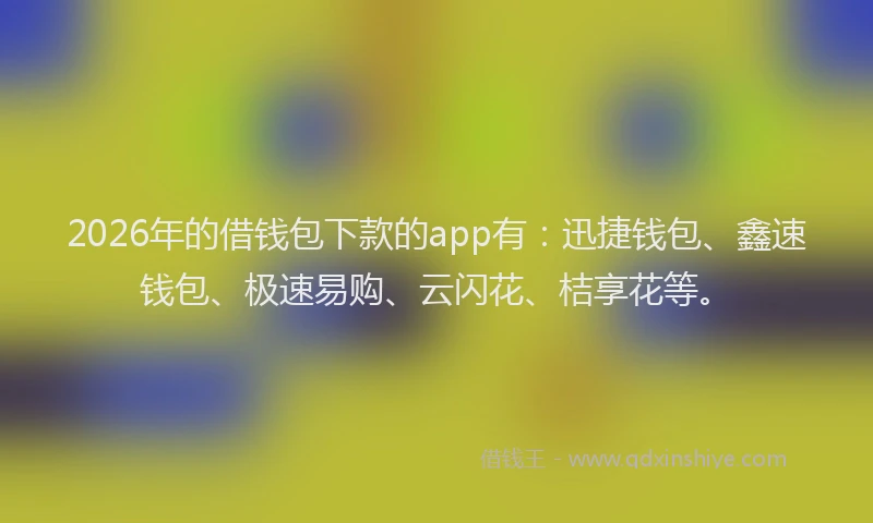 2026年的借钱包下款的app有：迅捷钱包、鑫速钱包、极速易购、云闪花、桔享花等。