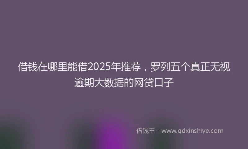 借钱在哪里能借2025年推荐，罗列五个真正无视逾期大数据的网贷口子