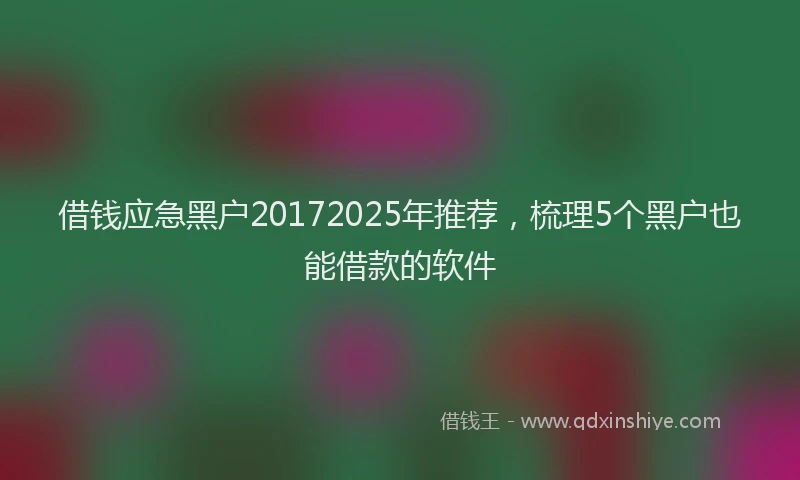 借钱应急黑户20172025年推荐，梳理5个黑户也能借款的软件