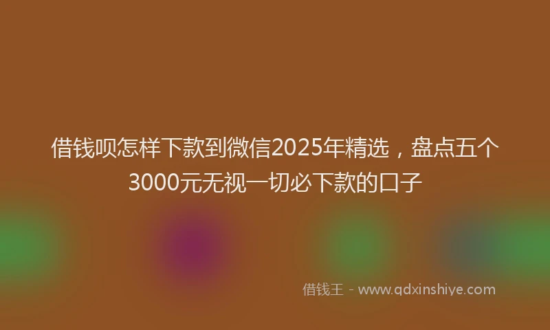 借钱呗怎样下款到微信2025年精选，盘点五个3000元无视一切必下款的口子