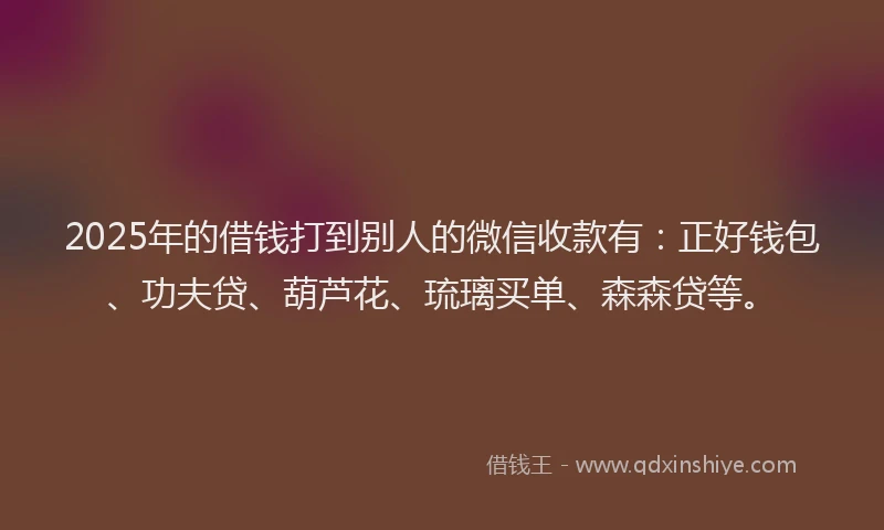 2025年的借钱打到别人的微信收款有：正好钱包、功夫贷、葫芦花、琉璃买单、森森贷等。