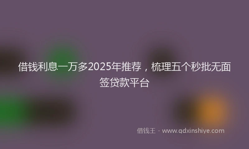 借钱利息一万多2025年推荐，梳理五个秒批无面签贷款平台