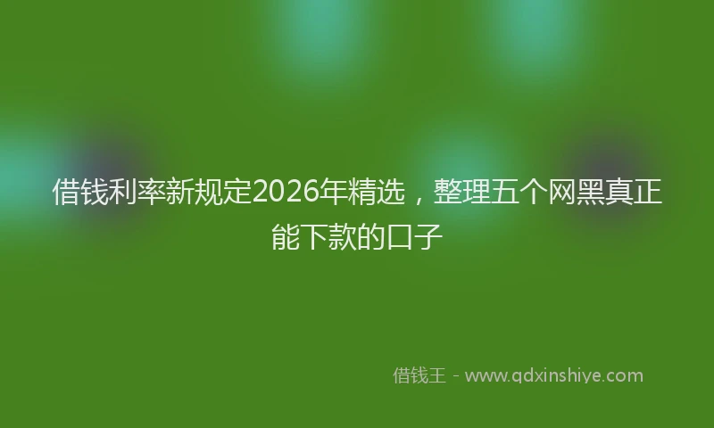 借钱利率新规定2026年精选，整理五个网黑真正能下款的口子