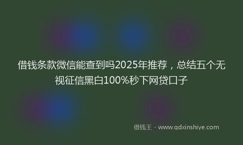 借钱条款微信能查到吗2025年推荐，总结五个无视征信黑白100%秒下网贷口子
