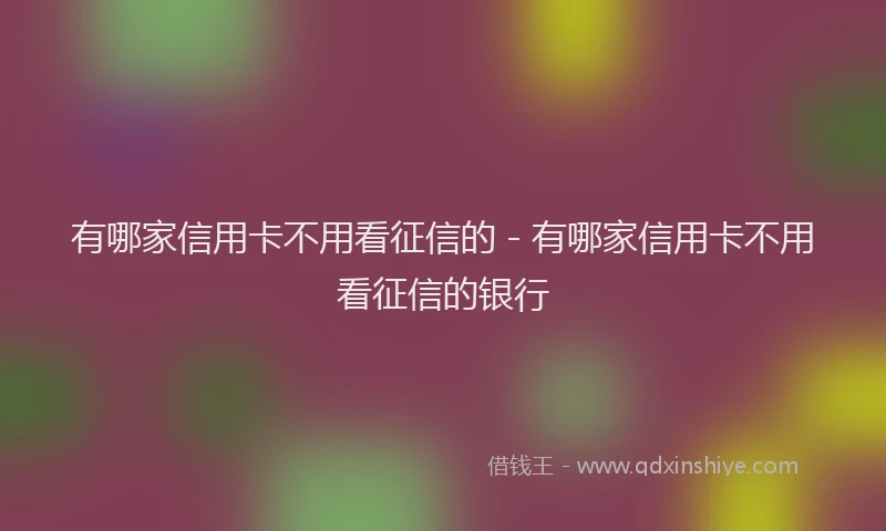 有哪家信用卡不用看征信的 - 有哪家信用卡不用看征信的银行