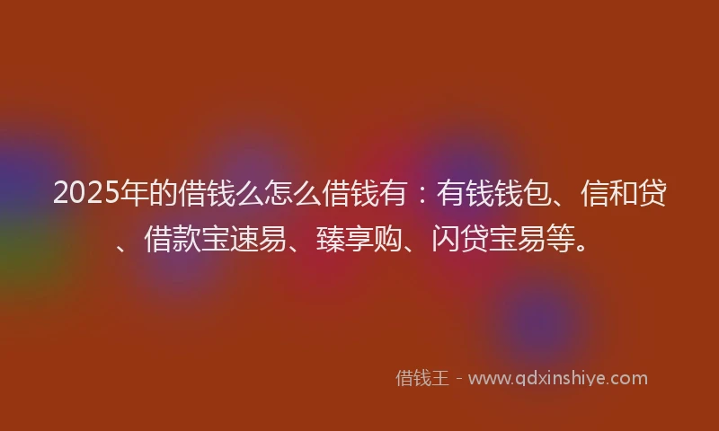 2025年的借钱么怎么借钱有：有钱钱包、信和贷、借款宝速易、臻享购、闪贷宝易等。