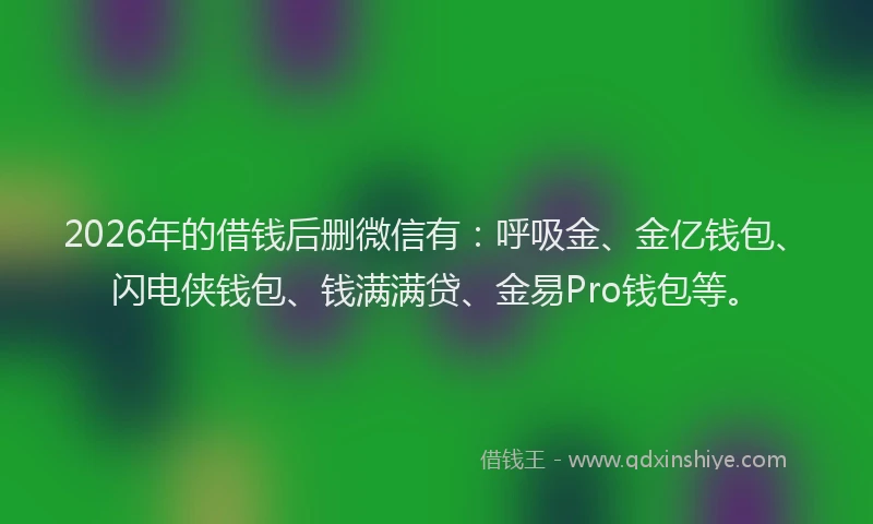 2026年的借钱后删微信有:呼吸金、金亿钱包、闪电侠钱包、钱满满贷、金易Pro钱包等。