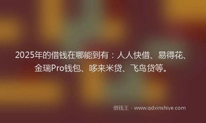 2025年的借钱在哪能到有：人人快借、易得花、金瑞Pro钱包、哆来米贷、飞鸟贷等。