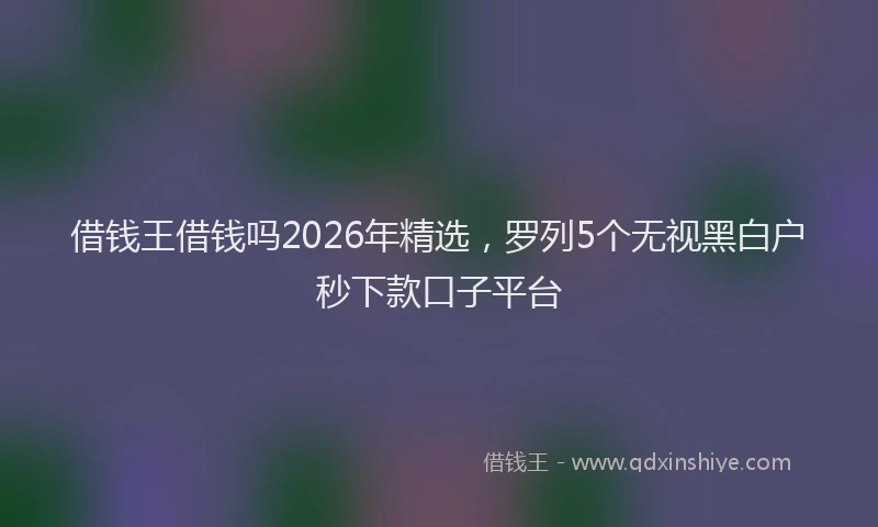借钱王借钱吗2026年精选，罗列5个无视黑白户秒下款口子平台