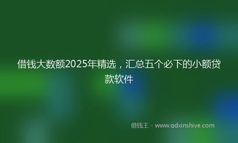 借钱大数额2025年精选,汇总五个必下的小额贷款软件