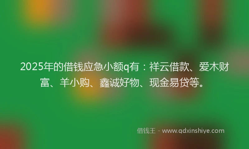 2025年的借钱应急小额q有：祥云借款、爱木财富、羊小购、鑫诚好物、现金易贷等。