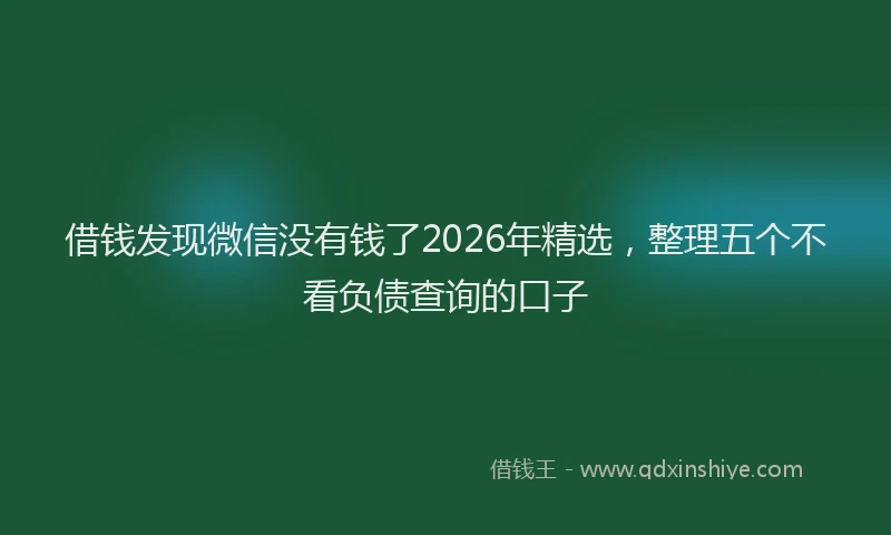 借钱发现微信没有钱了2026年精选，整理五个不看负债查询的口子