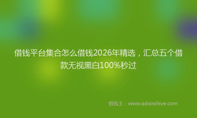 借钱平台集合怎么借钱2026年精选，汇总五个借款无视黑白100%秒过