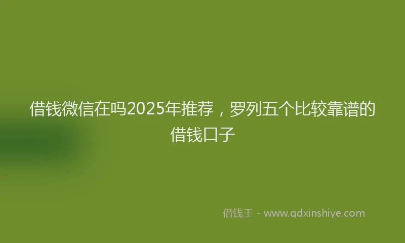 借钱微信在吗2025年推荐,罗列五个比较靠谱的借钱口子