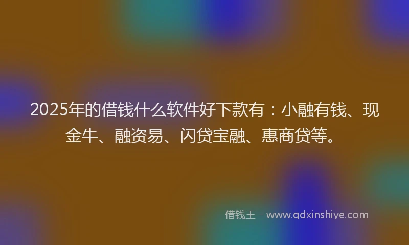 2025年的借钱什么软件好下款有:小融有钱、现金牛、融资易、闪贷宝融、惠商贷等。