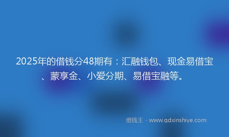 2025年的借钱分48期有：汇融钱包、现金易借宝、蒙享金、小爱分期、易借宝融等。
