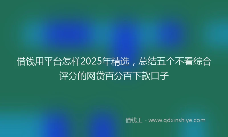 借钱用平台怎样2025年精选，总结五个不看综合评分的网贷百分百下款口子