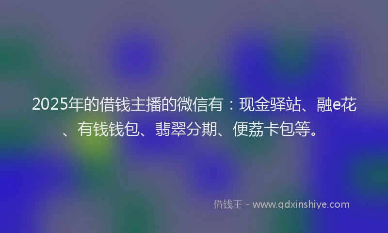 2025年的借钱主播的微信有:现金驿站、融e花、有钱钱包、翡翠分期、便荔卡包等。