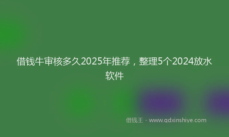 借钱牛审核多久2025年推荐，整理5个2024放水软件