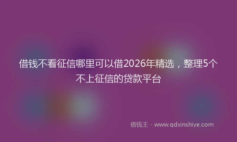 借钱不看征信哪里可以借2026年精选,整理5个不上征信的贷款平台