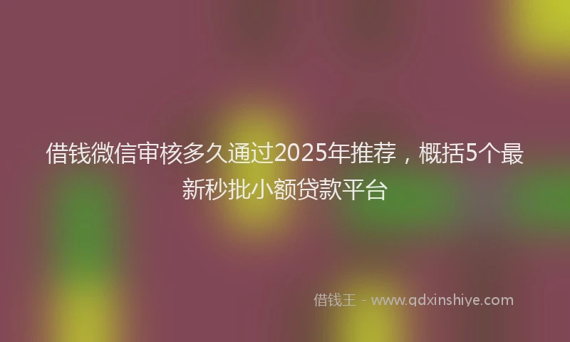 借钱微信审核多久通过2025年推荐,概括5个最新秒批小额贷款平台