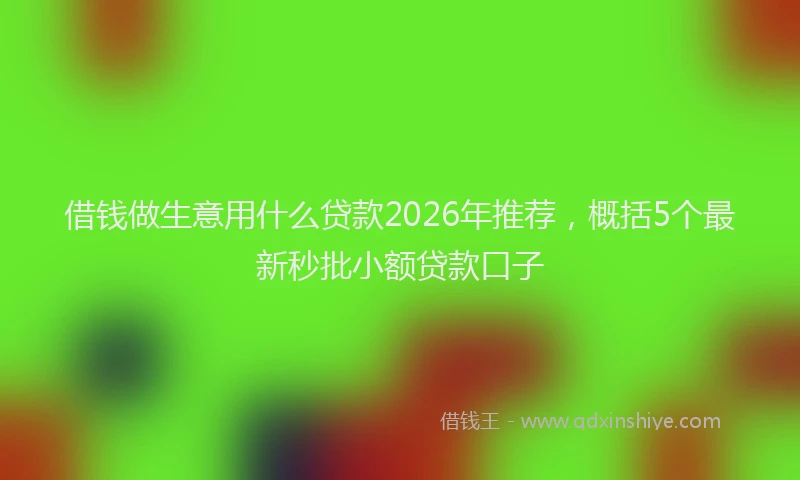 借钱做生意用什么贷款2026年推荐，概括5个最新秒批小额贷款口子
