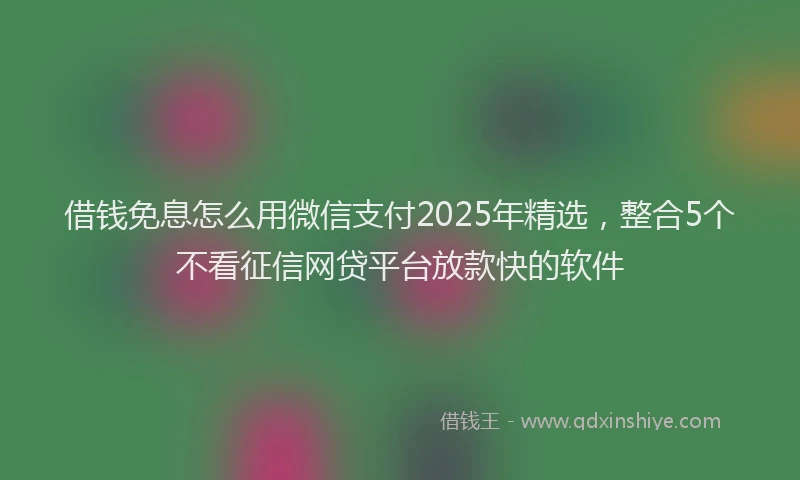 借钱免息怎么用微信支付2025年精选，整合5个不看征信网贷平台放款快的软件