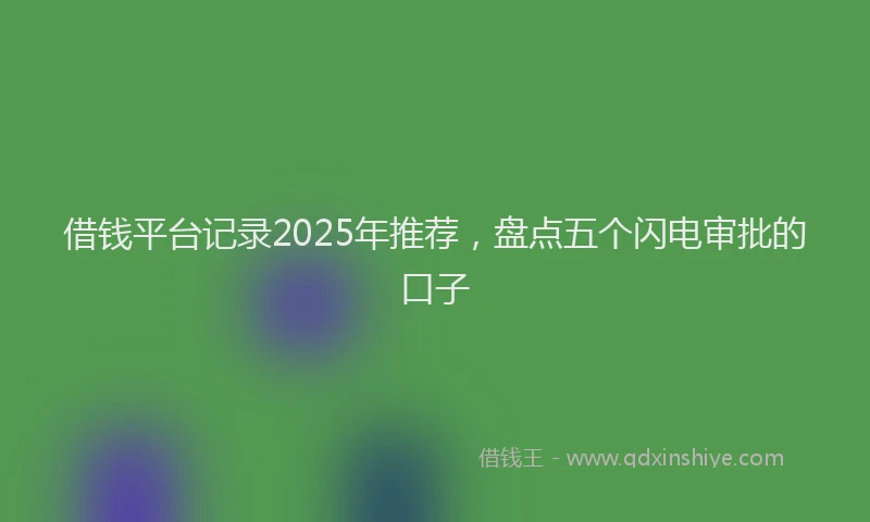 借钱平台记录2025年推荐，盘点五个闪电审批的口子