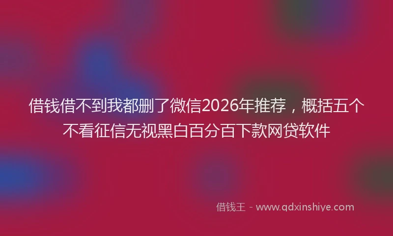 借钱借不到我都删了微信2026年推荐，概括五个不看征信无视黑白百分百下款网贷软件
