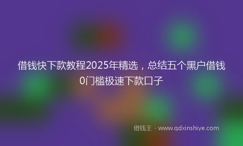 借钱快下款教程2025年精选，总结五个黑户借钱0门槛极速下款口子